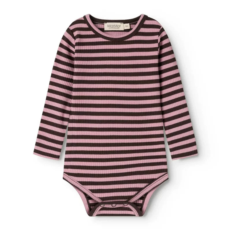 MarMar Copenhagen Rose & Brown Stripe Baby  Long Sleeve Body