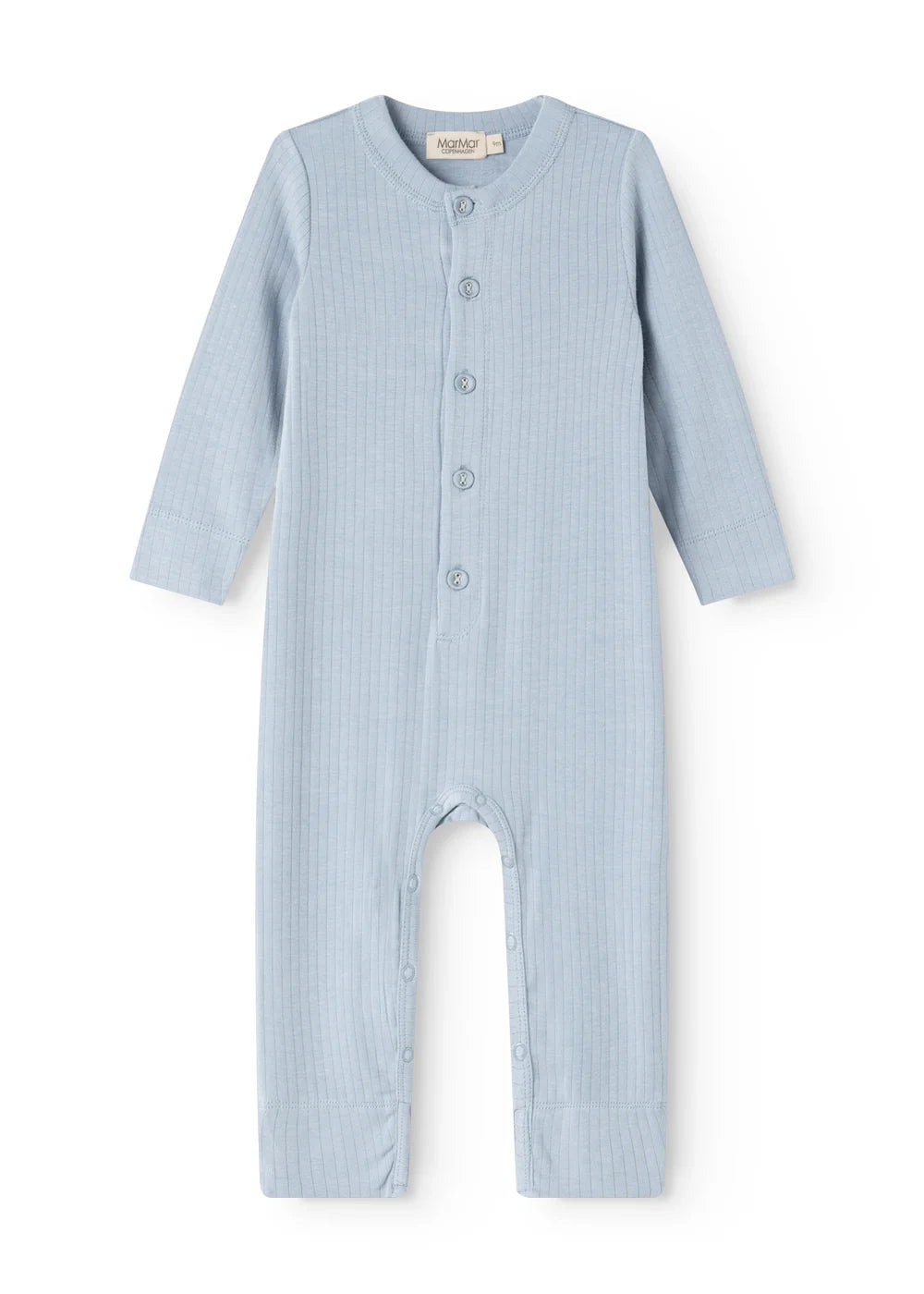 MarMar Copenhagen Baby Button Long Sleeve Romper - Cloud Blue
