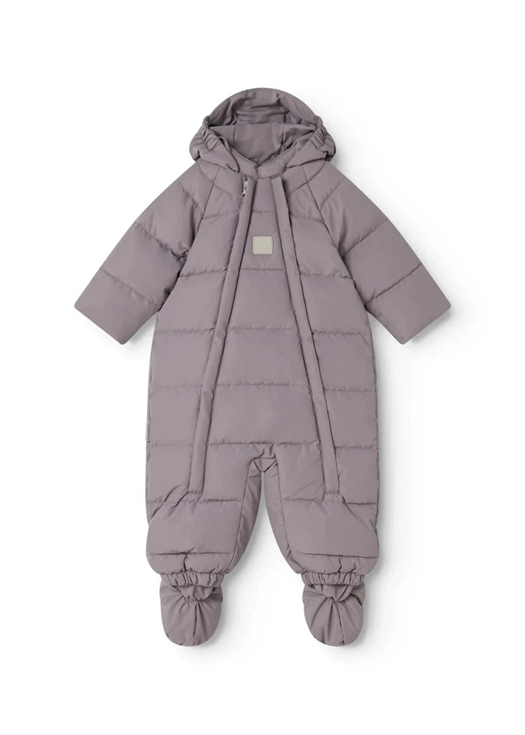 MarMar Copenhagen Baby Puffer Hooded Dual Zip Pramsuit with Footies - Muted Violet