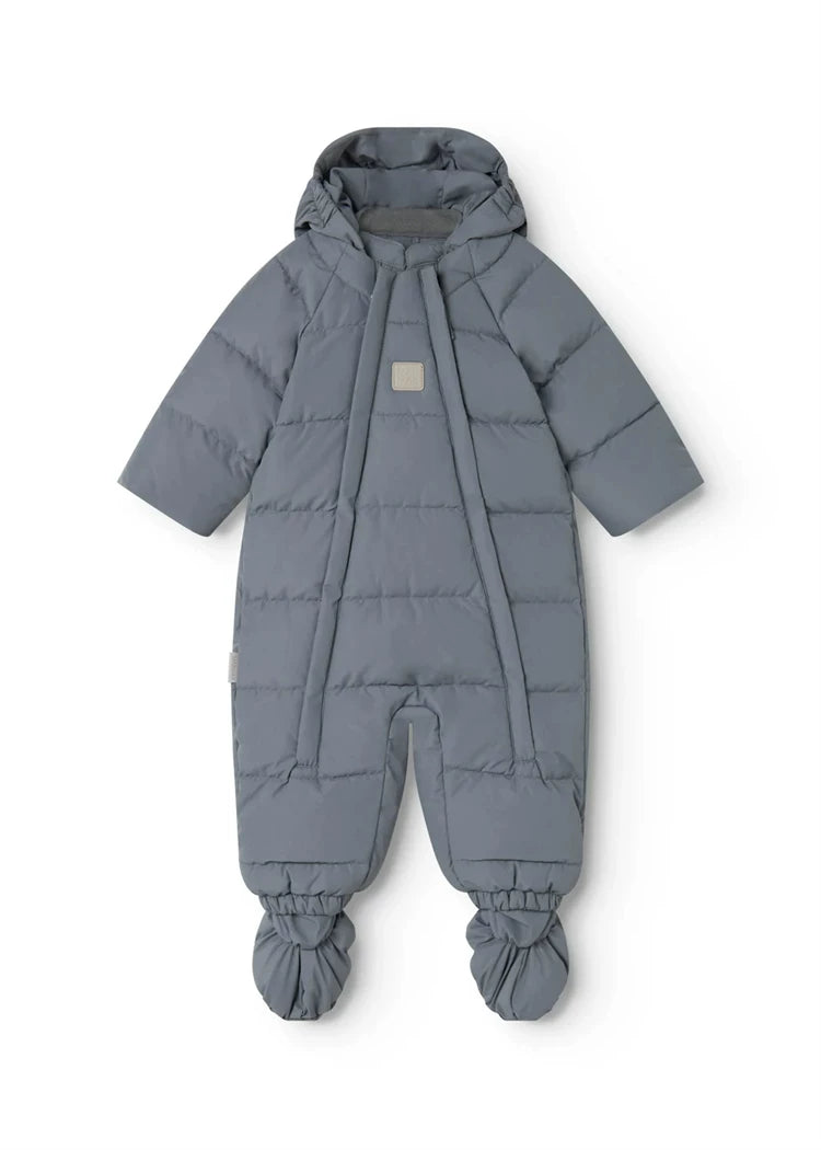 MarMar Copenhagen Baby  Hooded Dual Zip Pramsuit with Footies - Slate Blue
