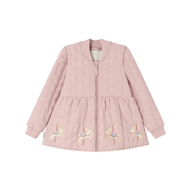 MarMar Copenhagen Girls Carousel Bunny Peplum Puffer Jacket - Rose Pink