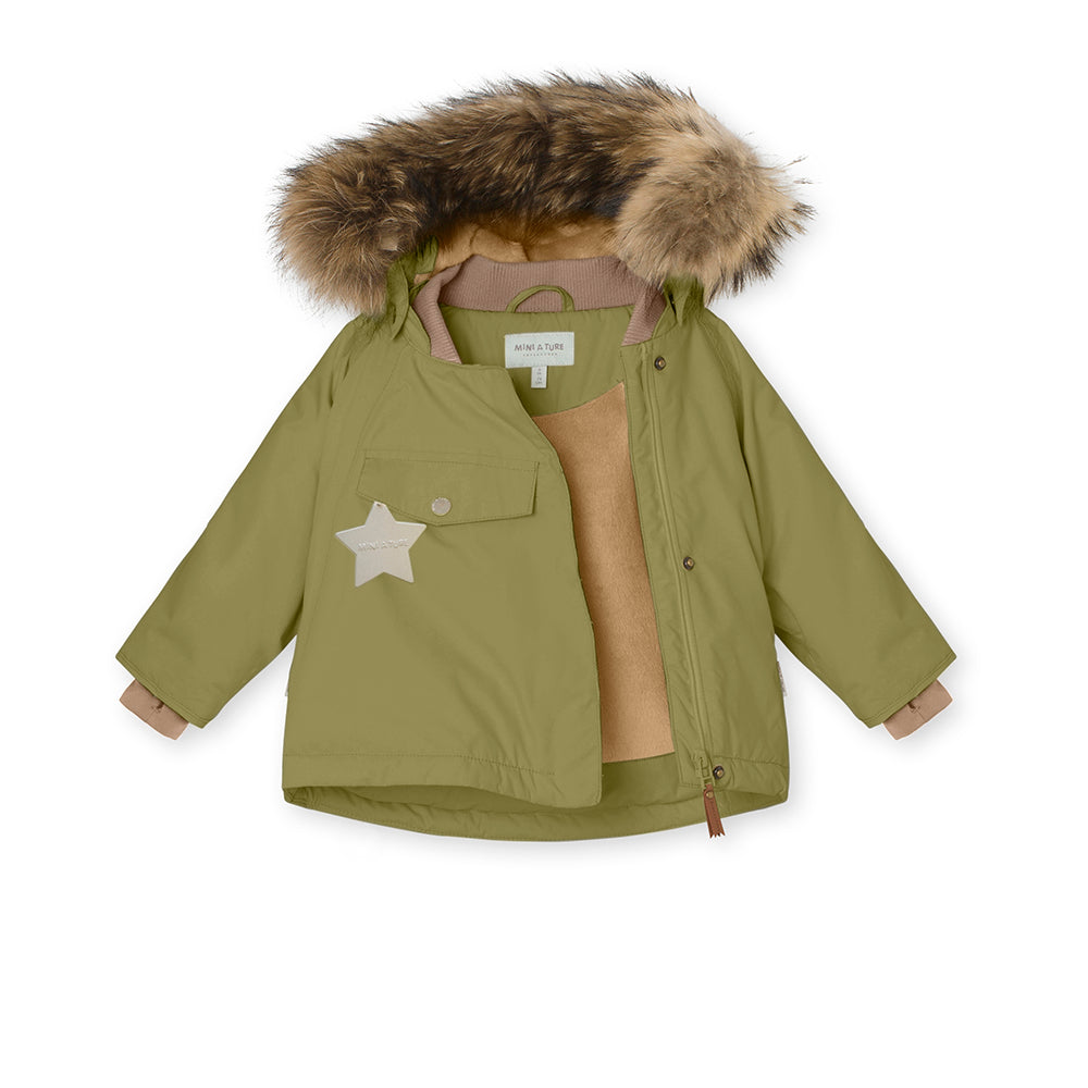 Mini A Ture Gradient Color Fur Fleece Lined Winter Jacket