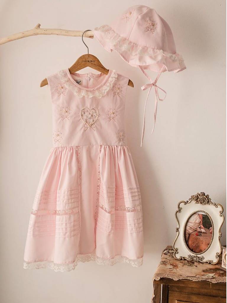 Hand-Embroidered Dotted Swiss Victorian  Dress