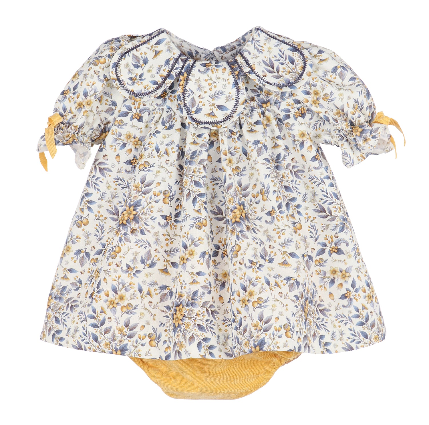 Blue & Marigold Floral Baby Dress