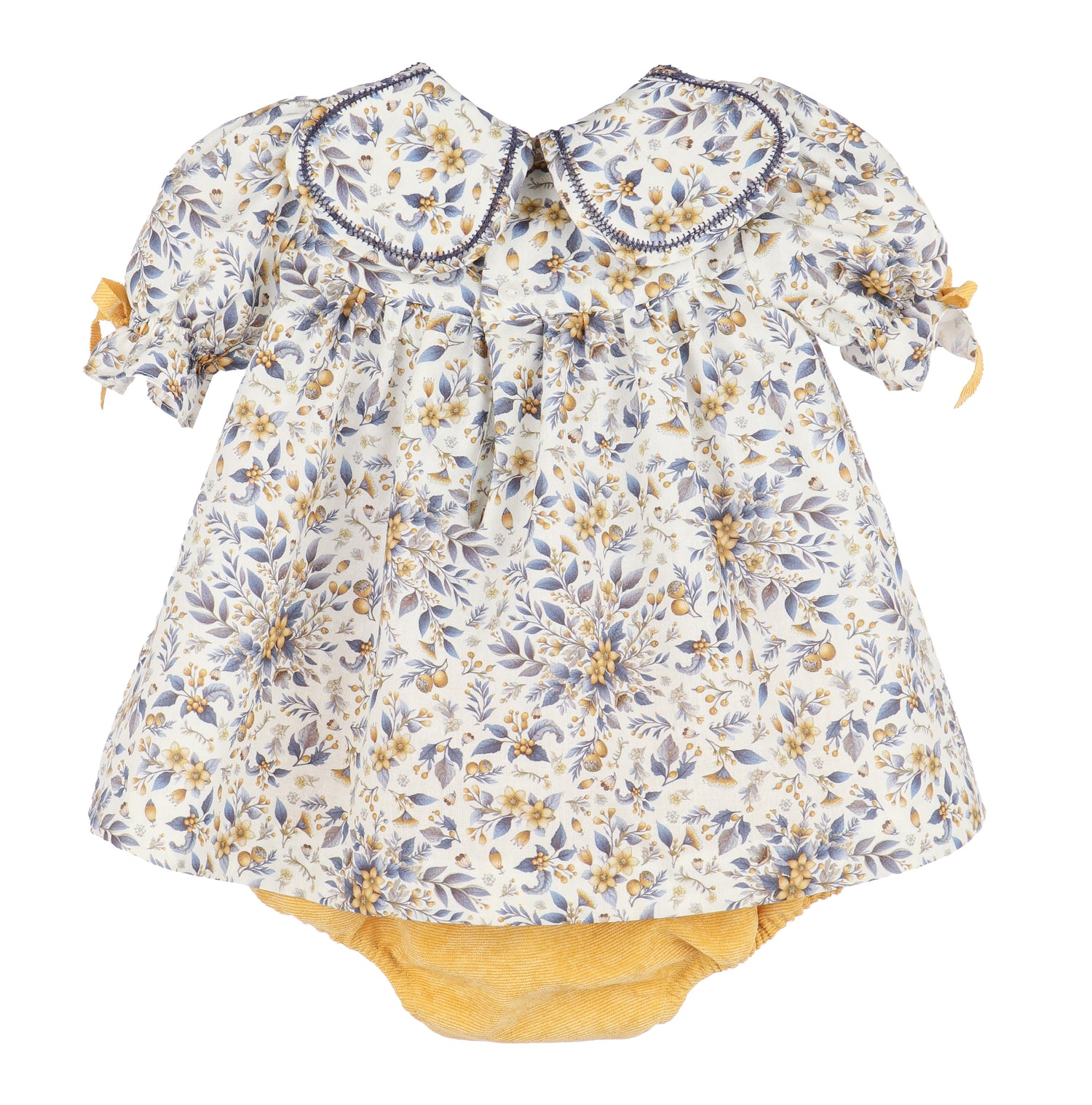 Blue & Marigold Floral Baby Dress