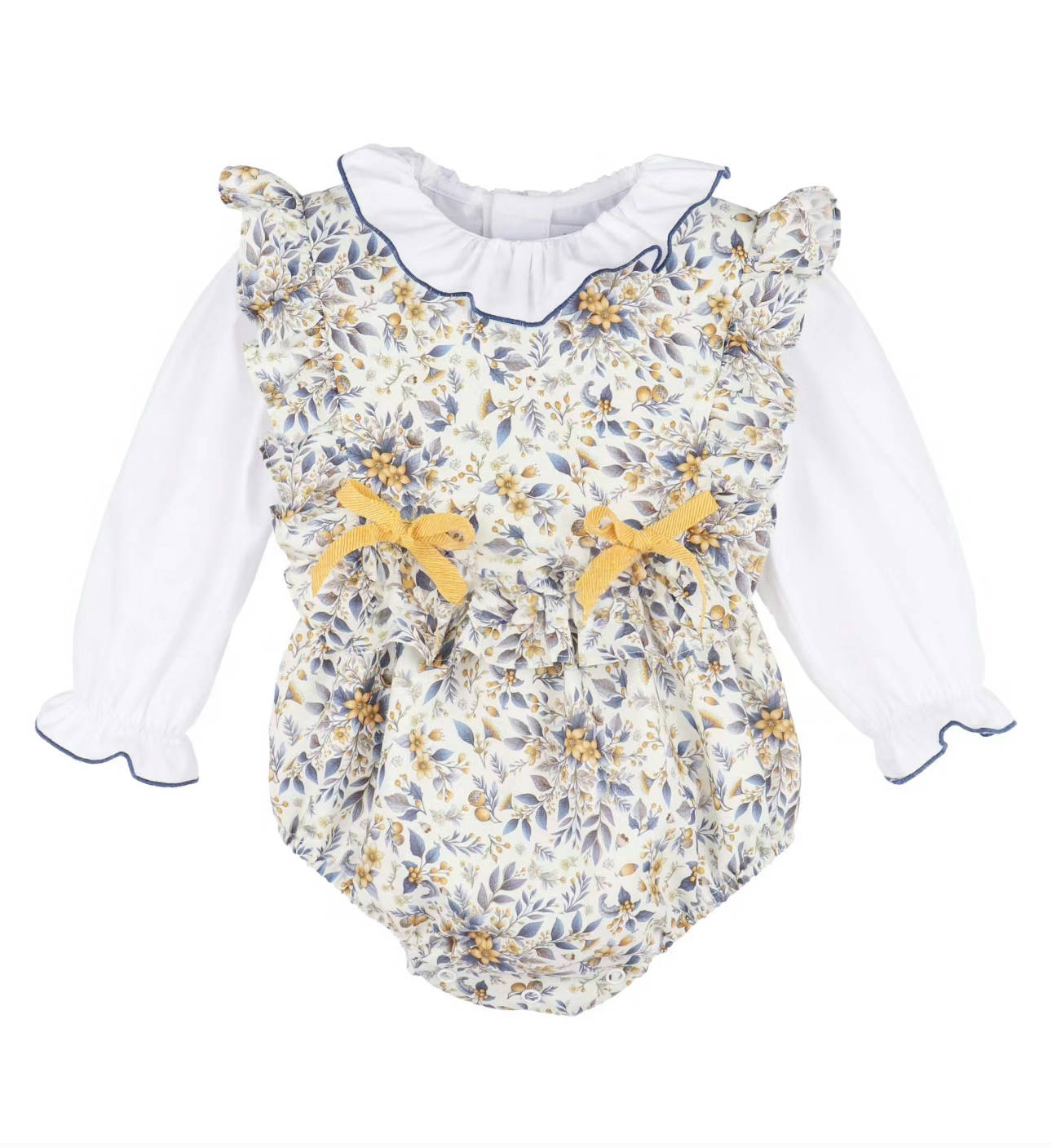 Long-Sleeve Floral Bubble Romper