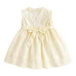 Sarah Louise lemon yellow dress with back buttons and matching tie bow
