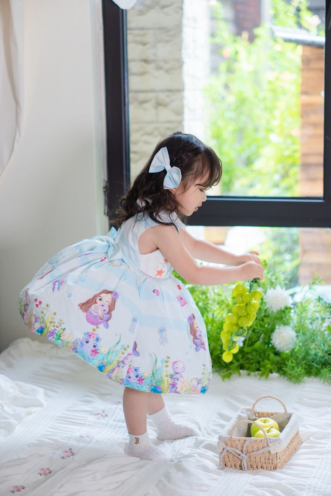 Sleeveless Mermaid Ocean Hand-Smocked Dress