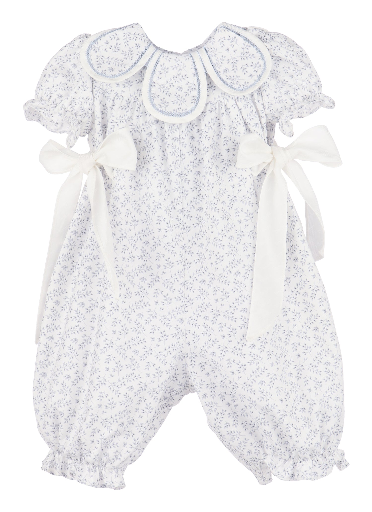 Willow-Blue Ditsy Floral Long-Leg Baby Romper