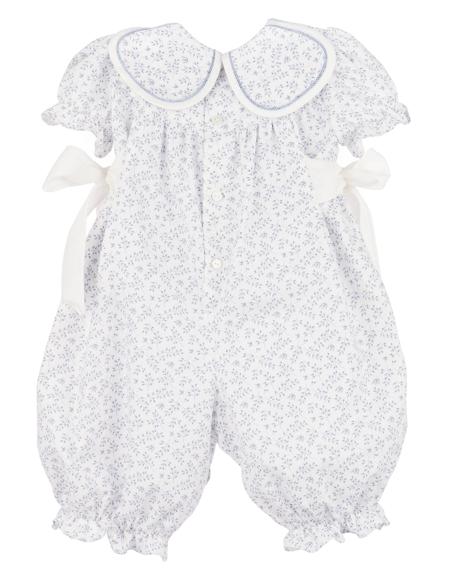 Willow-Blue Ditsy Floral Long-Leg Baby Romper